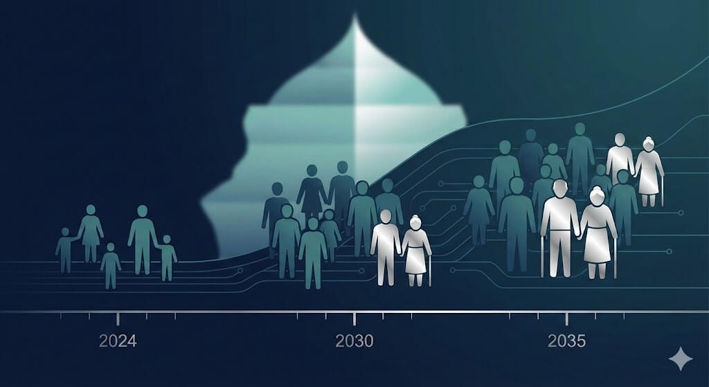 Infografik Prognose des demografischen Wandels (2024–2035)